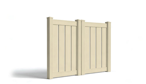 4' Tall x 6' Wide Double Drive Swing Vinyl Gate For Vinyl Fences (AFC-0304) - Tan