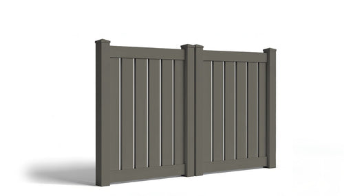 4' Tall x 8' Wide Double Drive Swing Vinyl Gate For Vinyl Semi-Privacy Fences (AFC-0304) - Dark Gray
