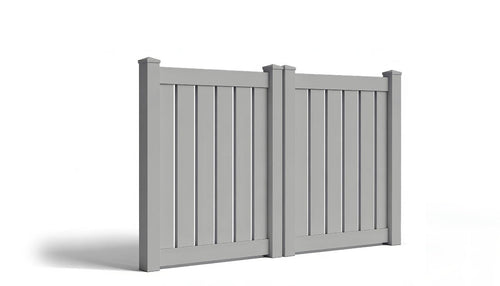 4' Tall x 8' Wide Double Drive Swing Vinyl Gate For Vinyl Semi-Privacy Fences (AFC-0304) - Light Gray