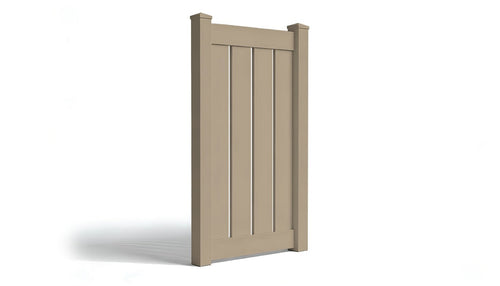 6' Tall x 3' Wide Single Swing Vinyl Gate For Vinyl Fences (AFC-030) - Adobe