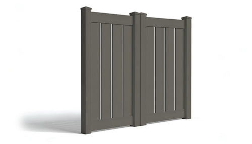 6' Tall x 6' Wide Double Drive Swing Vinyl Gate For Vinyl Fences (AFC-C62) - Dark Gray