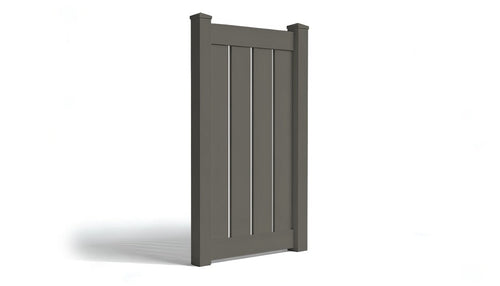 6' Tall x 3' Wide Single Swing Vinyl Gate For Vinyl Fences (AFC-030) - Dark Gray