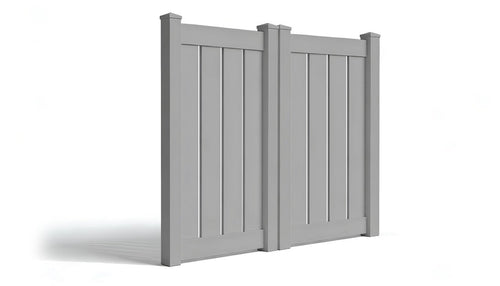 6' Tall x 6' Wide Double Drive Swing Vinyl Gate For Vinyl Fences (AFC-030) - Light Gray