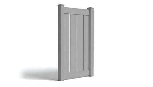 6' Tall x 3' Wide Single Swing Vinyl Gate For Vinyl Fences (AFC-030) - Light Gray