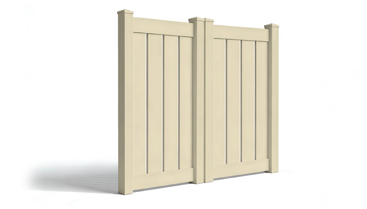 6' Tall x 6' Wide Double Drive Swing Vinyl Gate For Vinyl Fences (AFC-C62)