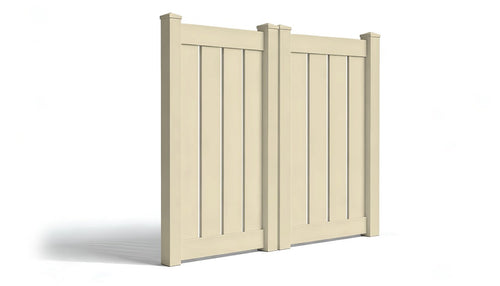 6' Tall x 6' Wide Double Drive Swing Vinyl Gate For Vinyl Fences (AFC-030) - Tan