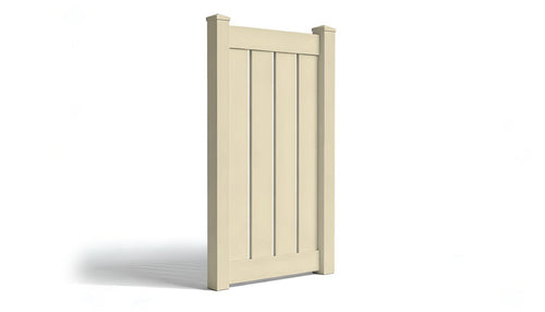 6' Tall x 3' Wide Single Swing Vinyl Gate For Vinyl Fences (AFC-030) - Tan