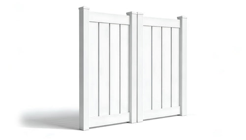 6' Tall x 6' Wide Double Drive Swing Vinyl Gate For Vinyl Fences (AFC-030) - White
