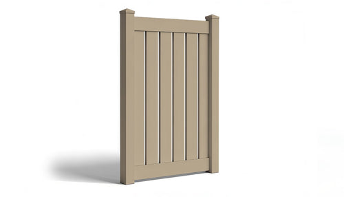 6' Tall x 4' Wide Single Swing Vinyl Gate For Vinyl Fences (AFC-030) - Adobe