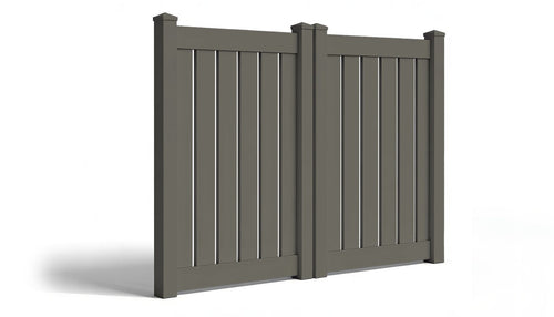 6' Tall x 8' Wide Double Drive Swing Vinyl Gate For Vinyl Fences (AFC-030) - Dark Gray