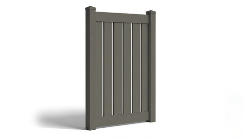 6' Tall x 4' Wide Single Swing Vinyl Gate For Vinyl Fences (AFC-030) - Dark Gray