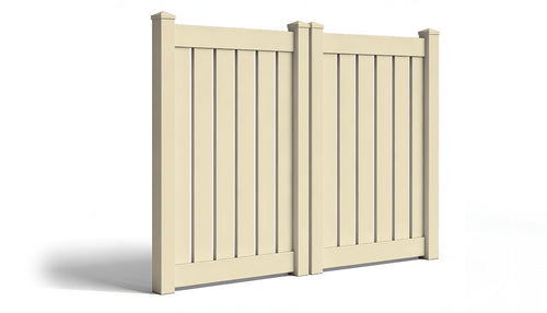 6' Tall x 8' Wide Double Drive Swing Vinyl Gate For Vinyl Fences (AFC-030) - Tan