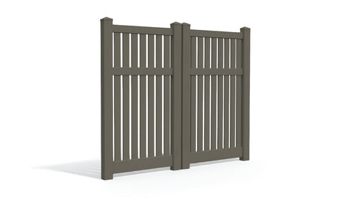 6' Tall x 6' Wide Double Drive Swing Vinyl Gate For Vinyl Fences (AFC-034) - Dark Gray