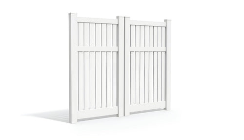 6' Tall x 6' Wide Double Drive Swing Vinyl Gate For Vinyl Fences (AFC-034) - White