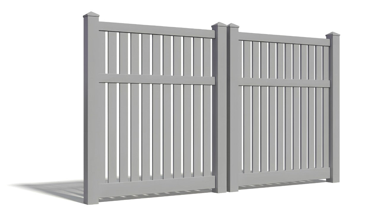 6' Tall x 8' Wide Double Drive Swing Vinyl Gate For Vinyl Fences (AFC-034)