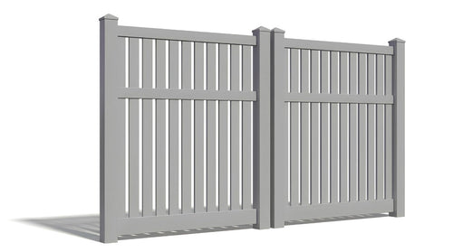 6' Tall x 8' Wide Double Drive Swing Vinyl Gate For Vinyl Fences (AFC-034) - Light Gray
