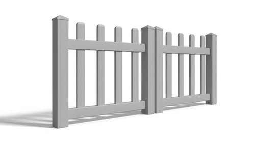3' Tall x 6' Wide Double Drive Swing Vinyl Gate For Picket Vinyl Fences (AFC-11) - Light Gray