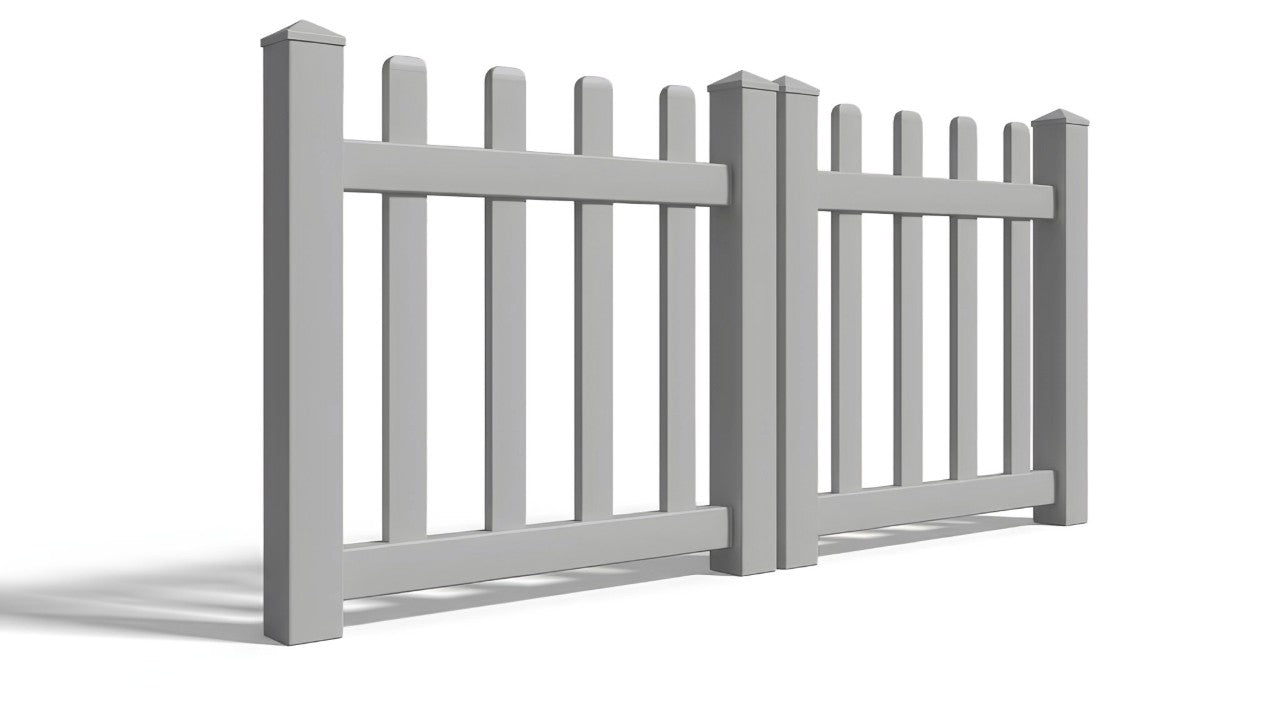 4' Tall x 6' Wide Double Drive Swing Vinyl Gate For Vinyl Picket Fences (AFC-15)