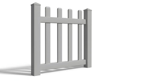 4' Tall x 3' Wide Single Swing Vinyl Gate For Vinyl Fences (AFC-15) - Light Gray