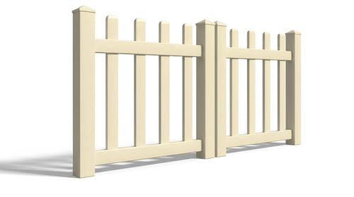 4' Tall x 6' Wide Double Drive Swing Vinyl Gate For Vinyl Picket Fences (AFC-15) - Tan