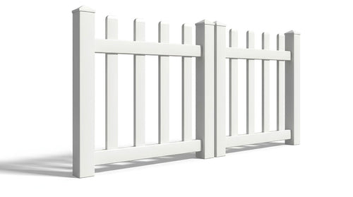 4' Tall x 6' Wide Double Drive Swing Vinyl Gate For Vinyl Picket Fences (AFC-15) - White