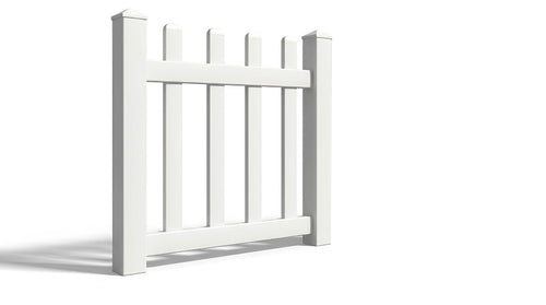 4' Tall x 3' Wide Single Swing Vinyl Gate For Vinyl Fences (AFC-15) - White