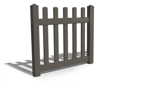 4' Tall x 4' Wide Single Swing Vinyl Gate For Vinyl Fences (AFC-15) - Dark Gray