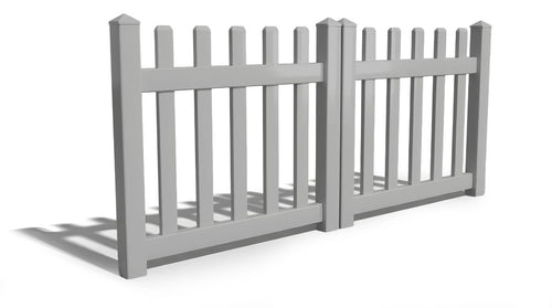 4' Tall x 8' Wide Double Drive Swing Vinyl Gate For Vinyl Picket Fences (AFC-15) - Light Gray