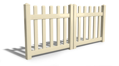4' Tall x 8' Wide Double Drive Swing Vinyl Gate For Vinyl Picket Fences (AFC-15) - Tan