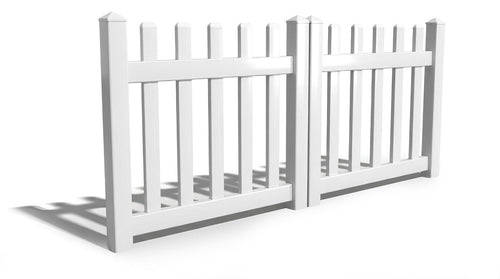 4' Tall x 8' Wide Double Drive Swing Vinyl Gate For Vinyl Picket Fences (AFC-15) - White