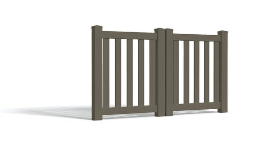 4' Tall x 6' Wide Double Drive Swing Vinyl Gate For Vinyl Closed Picket Fences (AFC-17) - Dark Gray