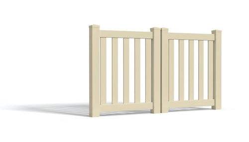 3' Tall x 6' Wide Double Drive Swing Vinyl Gate For Closed Picket Vinyl Fences (AFC-16) - Tan