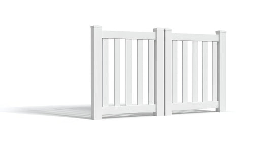 4' Tall x 6' Wide Double Drive Swing Vinyl Gate For Vinyl Closed Picket Fences (AFC-17) - White