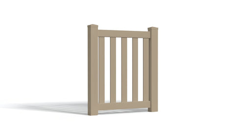 3' Tall x 3' Wide Single Swing Vinyl Gate For Vinyl Fences (AFC-16) - Adobe