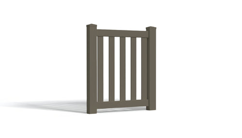 3' Tall x 3' Wide Single Swing Vinyl Gate For Vinyl Fences (AFC-16) - Dark Gray