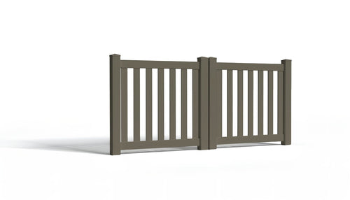 4' Tall x 8' Wide Double Drive Swing Vinyl Gate For Closed Picket Vinyl Fences (AFC-17) - Dark Gray