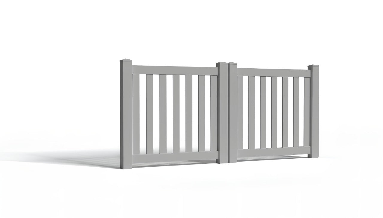 4' Tall x 8' Wide Double Drive Swing Vinyl Gate For Closed Picket Vinyl Fences (AFC-17)