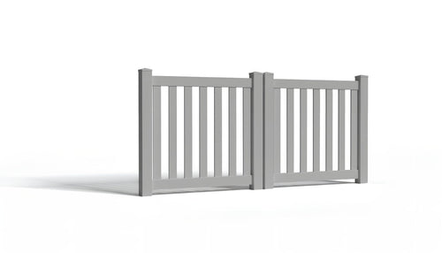 4' Tall x 8' Wide Double Drive Swing Vinyl Gate For Closed Picket Vinyl Fences (AFC-17) - Light Gray