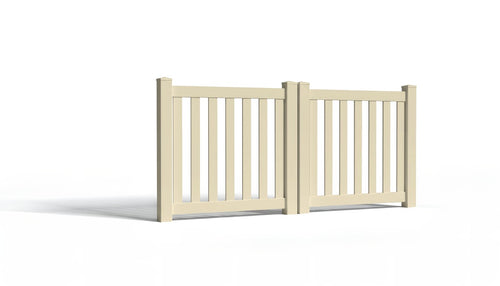 4' Tall x 8' Wide Double Drive Swing Vinyl Gate For Closed Picket Vinyl Fences (AFC-17) - Tan