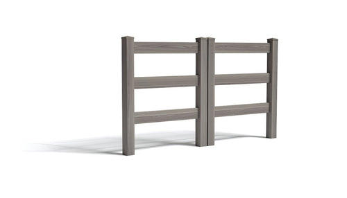 5' Tall x 6' Wide Double Drive Swing Vinyl Gate For Ranch Rail Vinyl Fences (AFC-19A) - Chai Gray