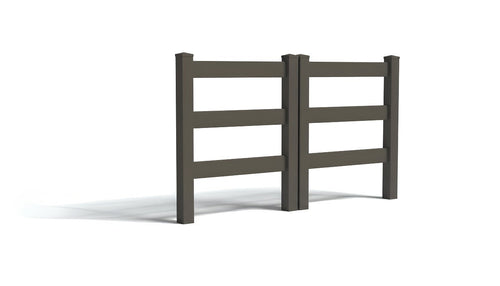 5' Tall x 6' Wide Double Drive Swing Vinyl Gate For Ranch Rail Vinyl Fences (AFC-19A) - Dark Gray