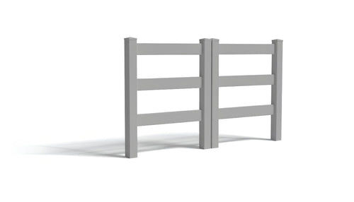 5' Tall x 6' Wide Double Drive Swing Vinyl Gate For Ranch Rail Vinyl Fences (AFC-19A) - Light Gray