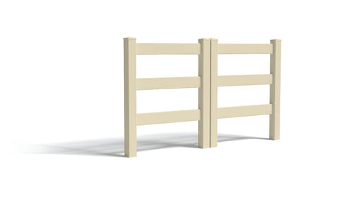 5' Tall x 6' Wide Double Drive Swing Vinyl Gate For Ranch Rail Vinyl Fences (AFC-19A) - Tan