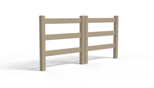 5' Tall x 8' Wide Double Drive Swing Vinyl Gate For Vinyl Ranch Rail Fences (AFC-19A) - Adobe