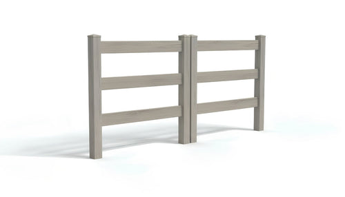 5' Tall x 8' Wide Double Drive Swing Vinyl Gate For Vinyl Ranch Rail Fences (AFC-19A) - Chai Gray