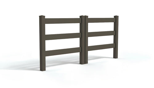 5' Tall x 8' Wide Double Drive Swing Vinyl Gate For Vinyl Ranch Rail Fences (AFC-19A) - Dark Gray
