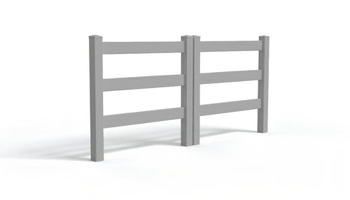 5' Tall x 8' Wide Double Drive Swing Vinyl Gate For Vinyl Ranch Rail Fences (AFC-19A) - Light Gray