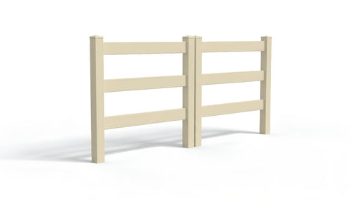 5' Tall x 8' Wide Double Drive Swing Vinyl Gate For Vinyl Ranch Rail Fences (AFC-19A) - Tan