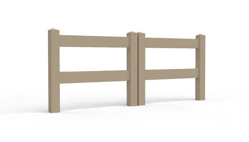 3' Tall x 6' Wide Double Drive Swing Vinyl Gate For Ranch Rail Vinyl Fences (AFC-302) - Adobe