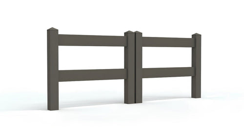 3' Tall x 6' Wide Double Drive Swing Vinyl Gate For Ranch Rail Vinyl Fences (AFC-302) - Dark Gray